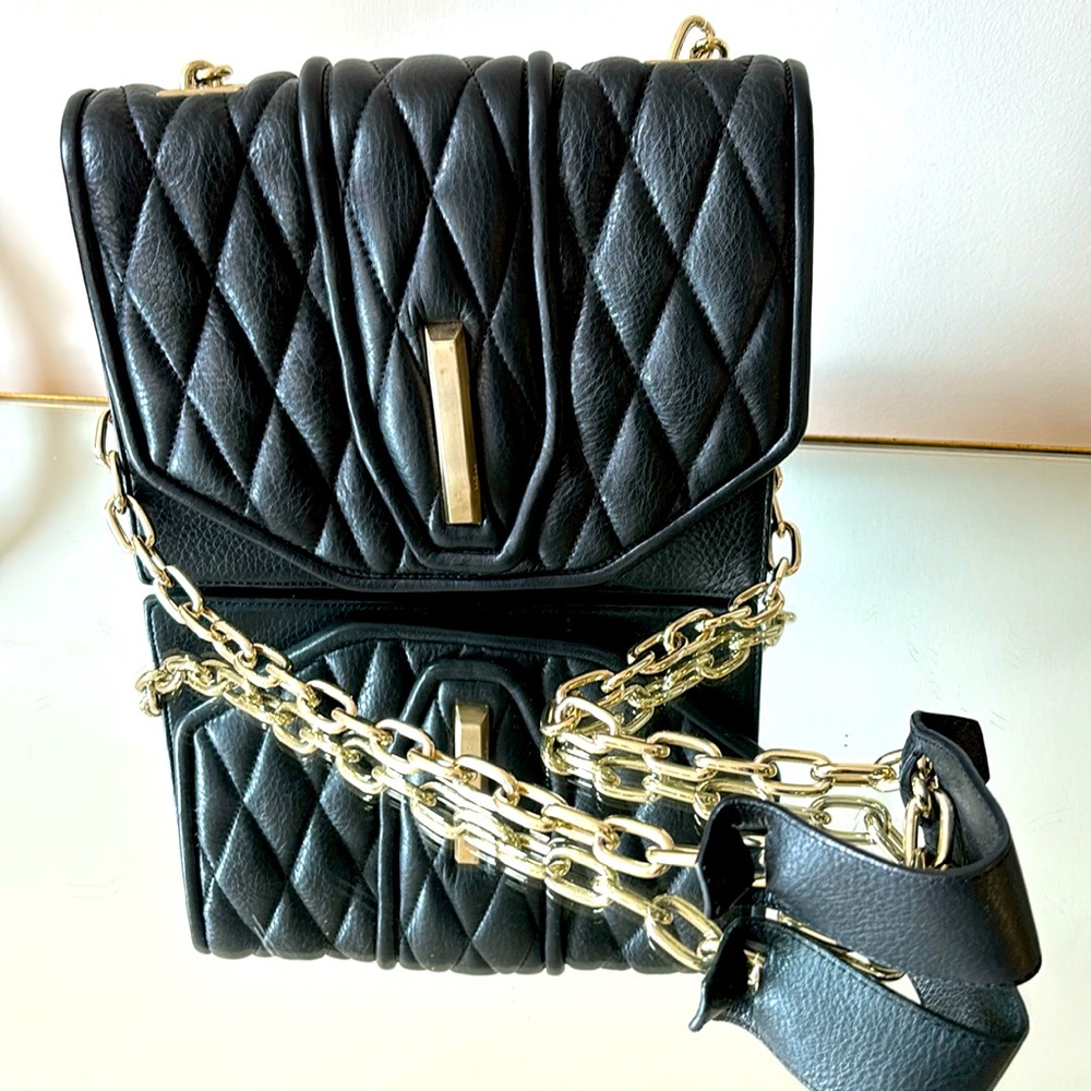 Raoul Black Quilted Leather Cross Body Bag